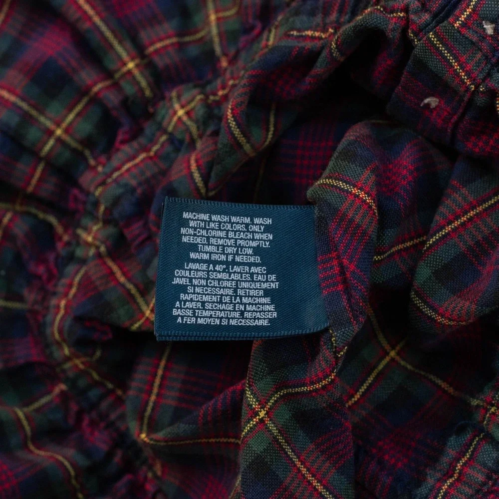 Ralph Lauren Shirt Dress Toddler 2T Tartan Plaid Peter Pan Collar Cinched Preppy